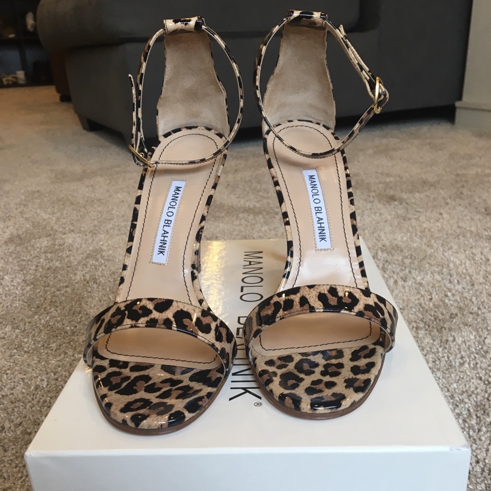 Manolo Blahnik
Chaos Leopard-Print Patent Sandal